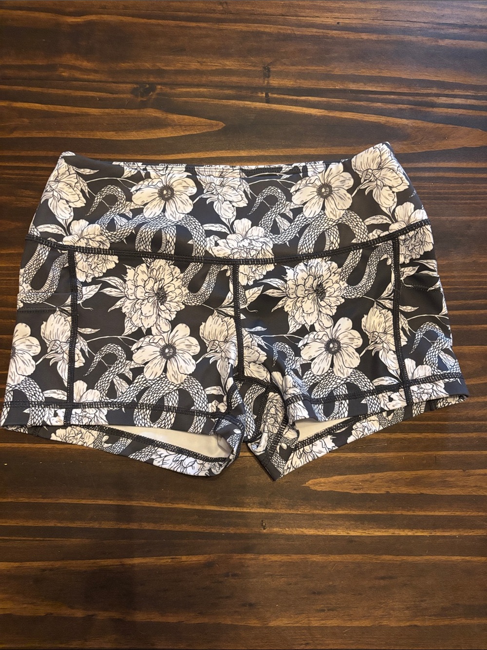Feed me fight me gray small snake flowers shorts